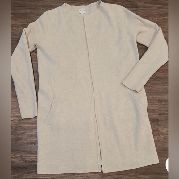 J.CREW Sweater  Women Sz: M 
Tan Open Cardigan Juliette Cotton Sweater Cardigan - Picture 1 of 10